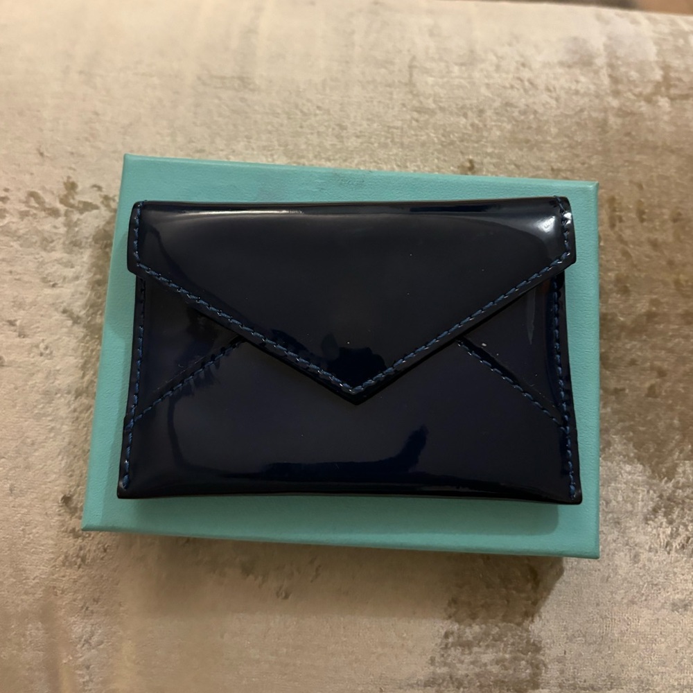 Tiffany & Co. Dark blue patent leather card holder